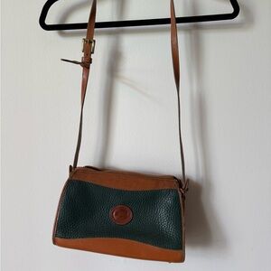Dooney & Bourke Vintage Pebbled Leather Crossbody Bag Green & Brown